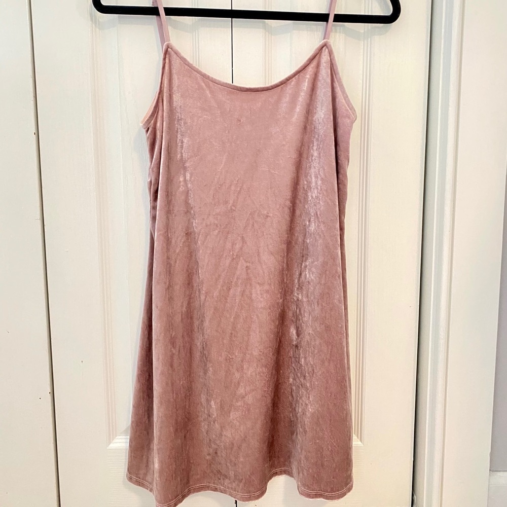 Pink crushed velvet dress